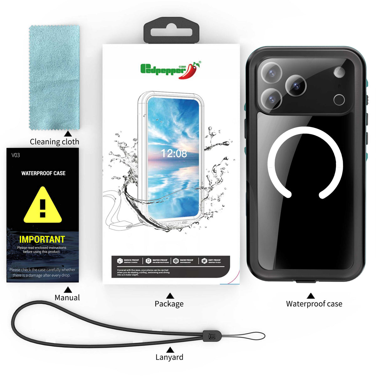 Apple iPhone 17 Pro Max WaterProof Case Black