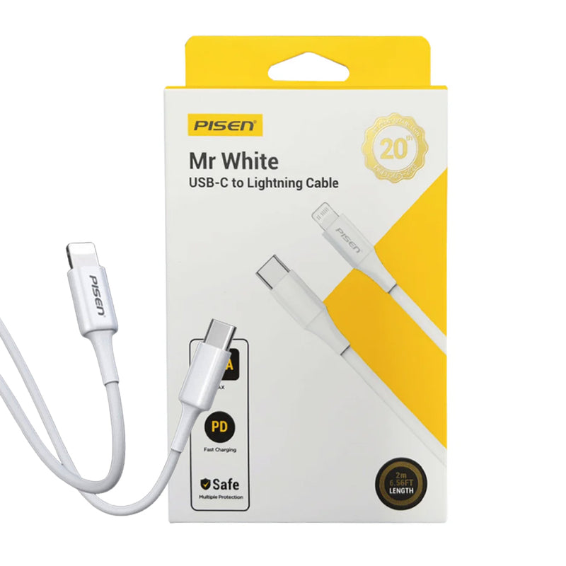 Pisen Mr White 1M USB-C to Lightning PD Fast Charging Cable （CL-PD-1000）