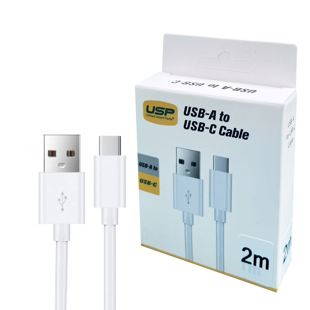 2M USB-C to USB-A Mini White Cable  USP（not Support iPhone 15 & 16 series）