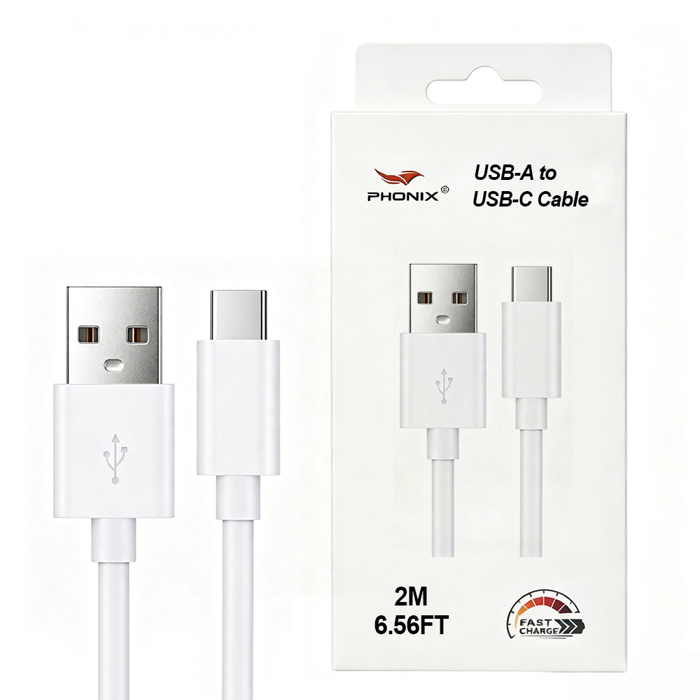 Phonix 2M USB-C to USB-A Classic White Cable