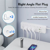 16-in-1 Surge Protected Power Board with 10 AC Outlets & 6 USB Ports