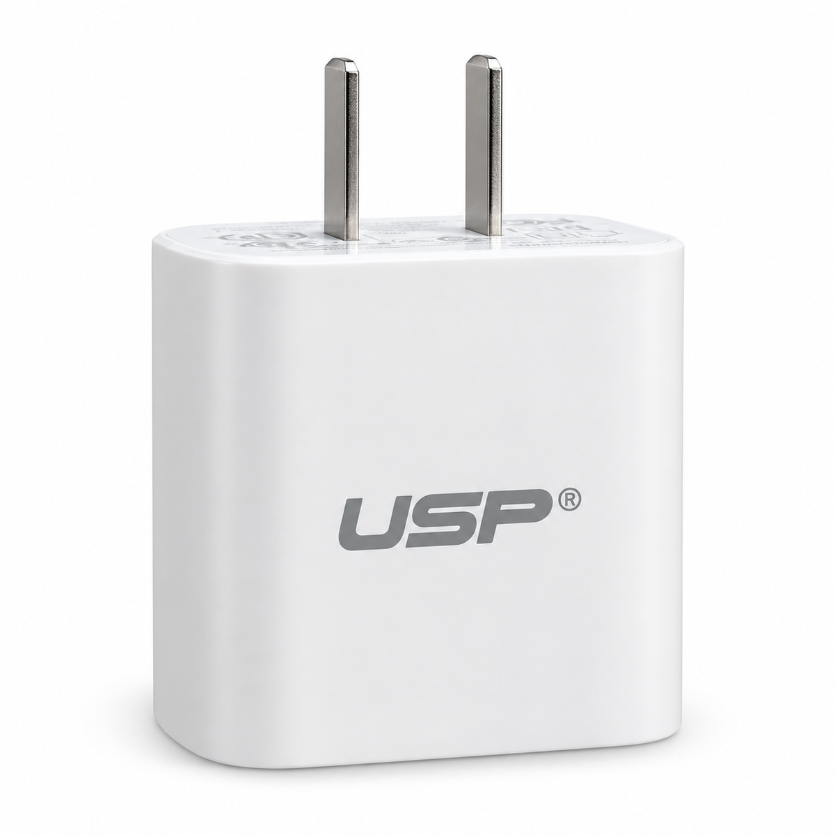 USP 20W Fast Charging Single Type-C Power Adapter – US Plug, White