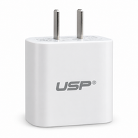 USP 20W Fast Charging Single Type-C Power Adapter – US Plug, White