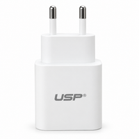 USP 20W Single USB-C Fast Charging Power Adapter – EU Plug, White