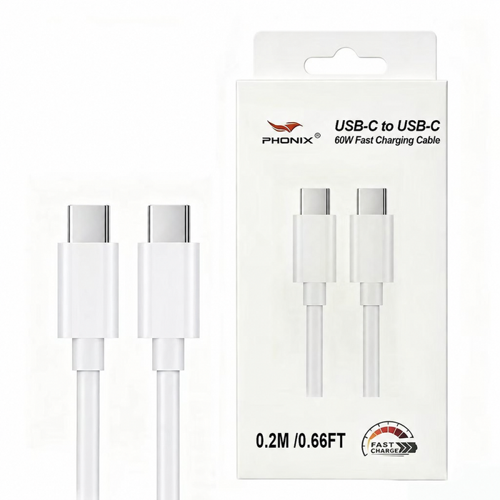 Phonix 0.2M 60W USB-C to USB-C Classic White Cable Phonix