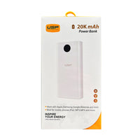 USP Power Bank 20K mAh (20000mAh) White with 2 USB Outputs and 2 Input