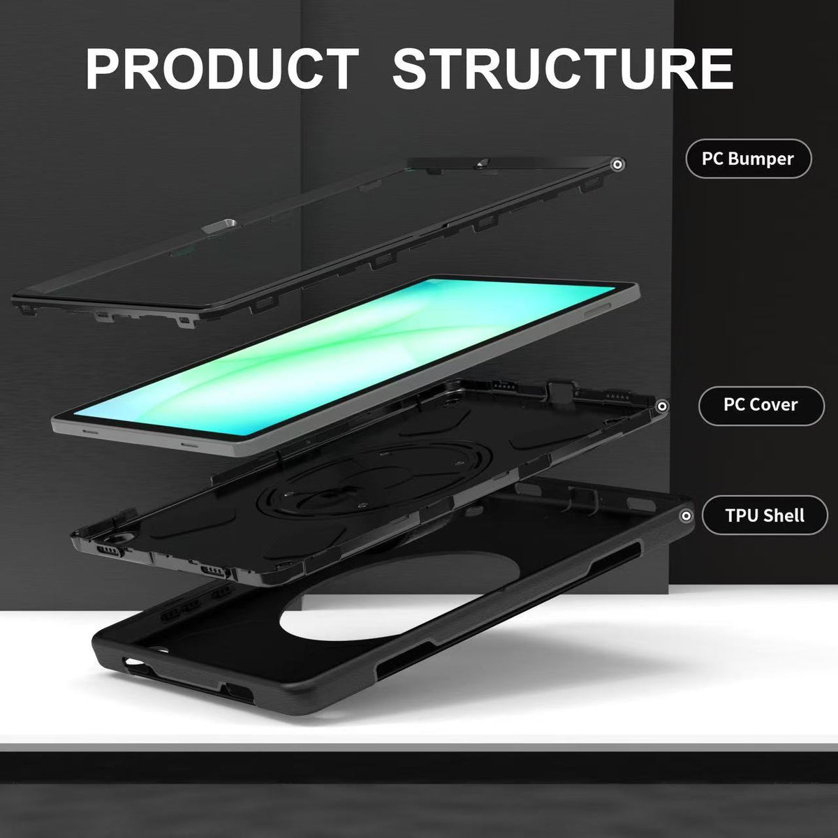 Rugged Case with Pen Holder Screen-Less for Galaxy Tab A9 Plus 11" Generic