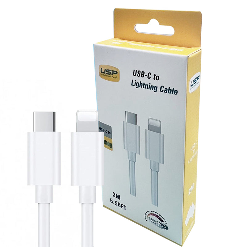 2M Lightning to USB-C  Mini White Cable  USP