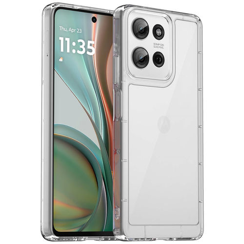 Motorola G75 Clear Acrylic+ TPU hard Case  (With Soft Round Airbags)