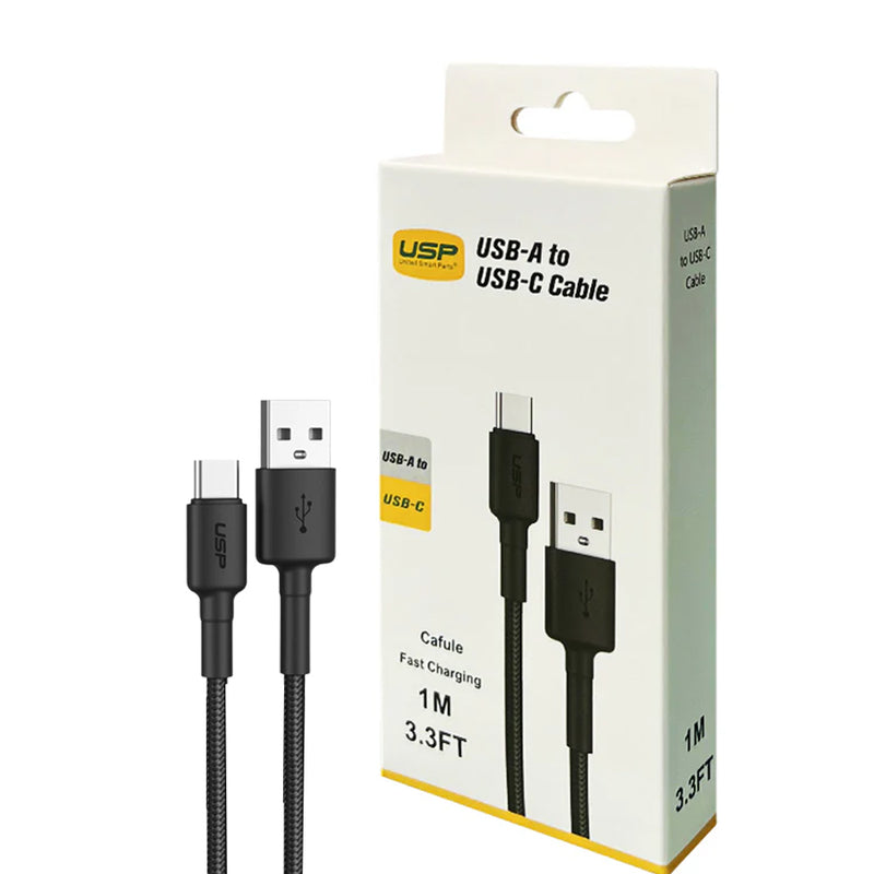 1M BoostUp Cafule USB-C to USB-A Cable Charge & Connect Black  USP