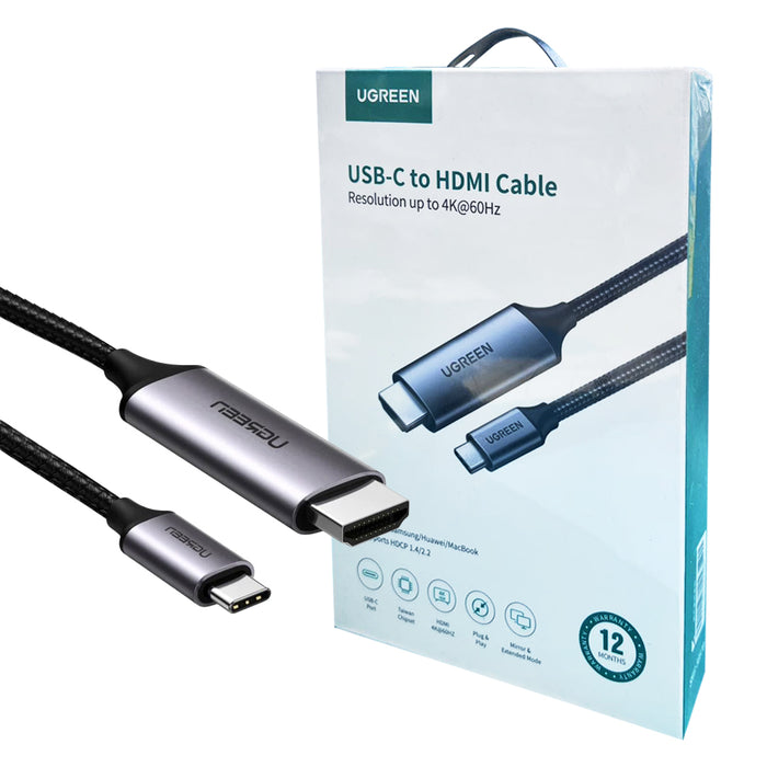 USB-C to HDMI Male to Male Cable Aluminum Shell 1.5m (Gray Black) UGREEN