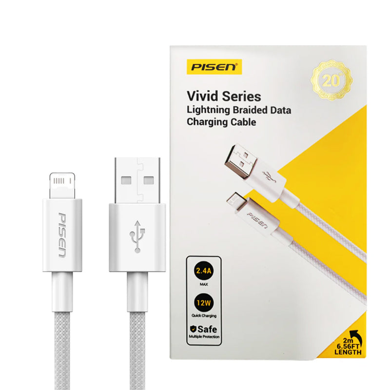 Pisen Vivid Series 2M USB-A to Lightning Braided Data Cable( AL34-2000 )