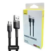 1M Micro to USB-A Cable cafule Cable USB For Micro 2.4A Grey+Black Baseus