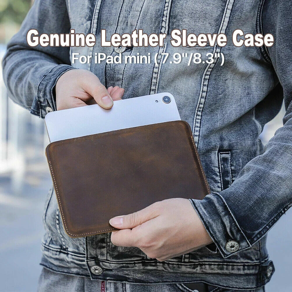 Genuine Leather iPad Sleeve for iPad Mini (7.9") (5th/4th/3rd/2nd/1sth Gen) / iPad Mini (8.3") (6th Gen) Case