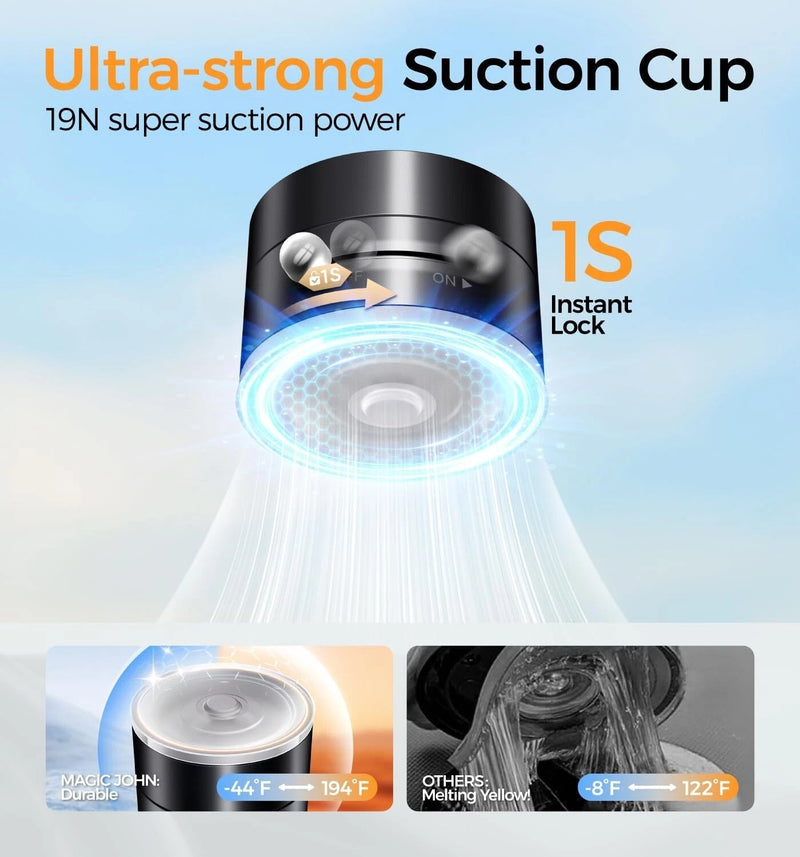 Magnetic Phone Holder - 360° Rotatable Adjustable Car Suction Cup Mount in Black