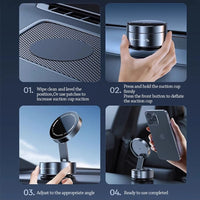 Magnetic Phone Holder - 360° Rotatable Adjustable Car Suction Cup Mount in Black