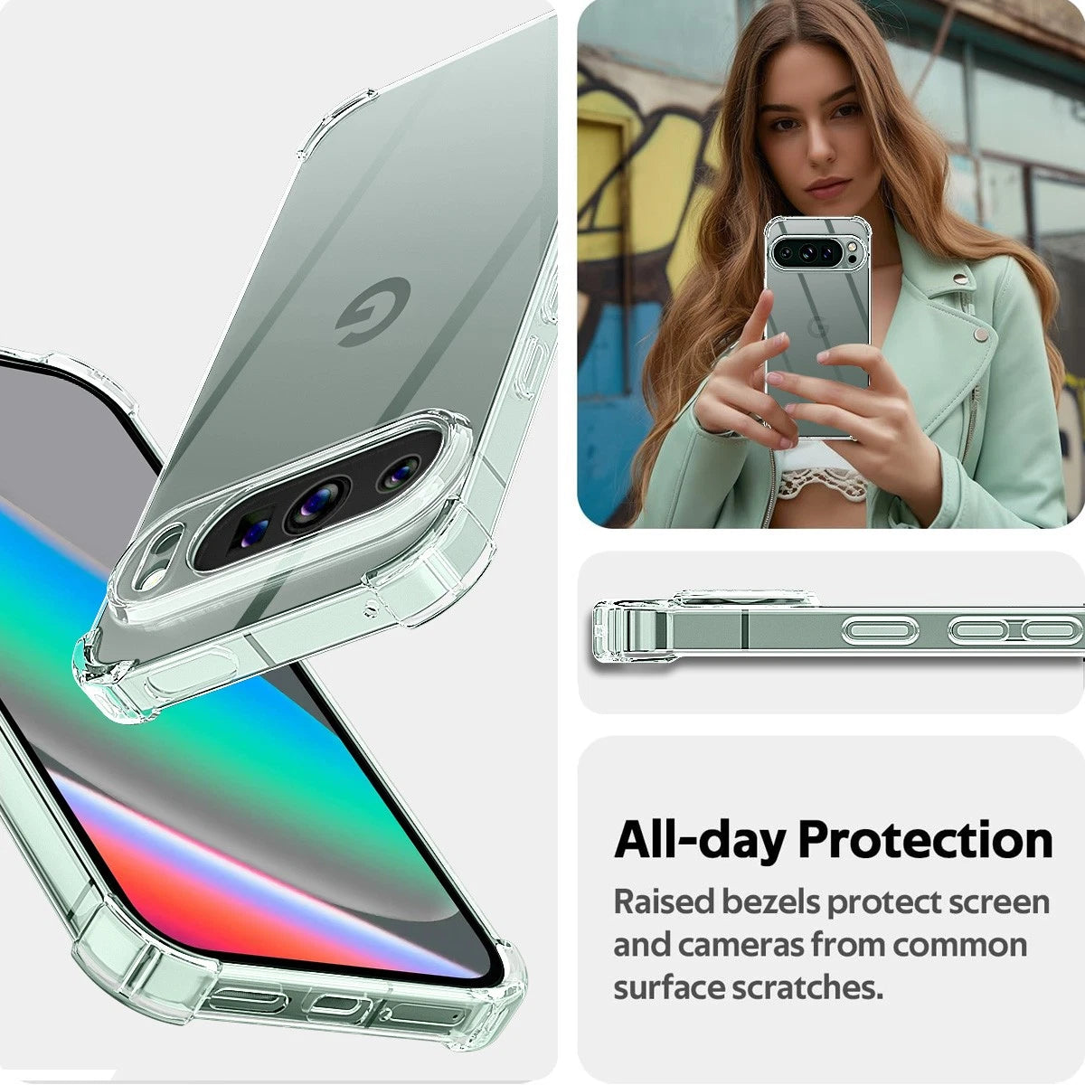 Google Pixel 9A Clear Acrylic+ TPU hard Case  (With Soft Round Airbags)