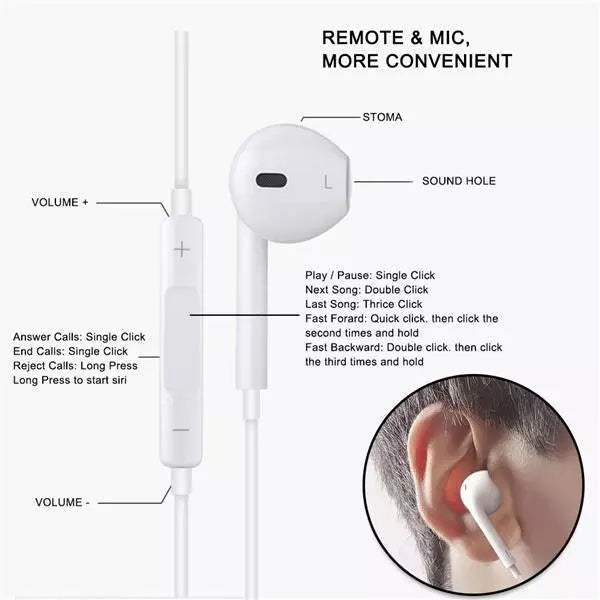 Earphones Apple Lightning with Controller Compatible With （Bluetooth connection，Suitable for iPhone 5 to iPhone 14 series）