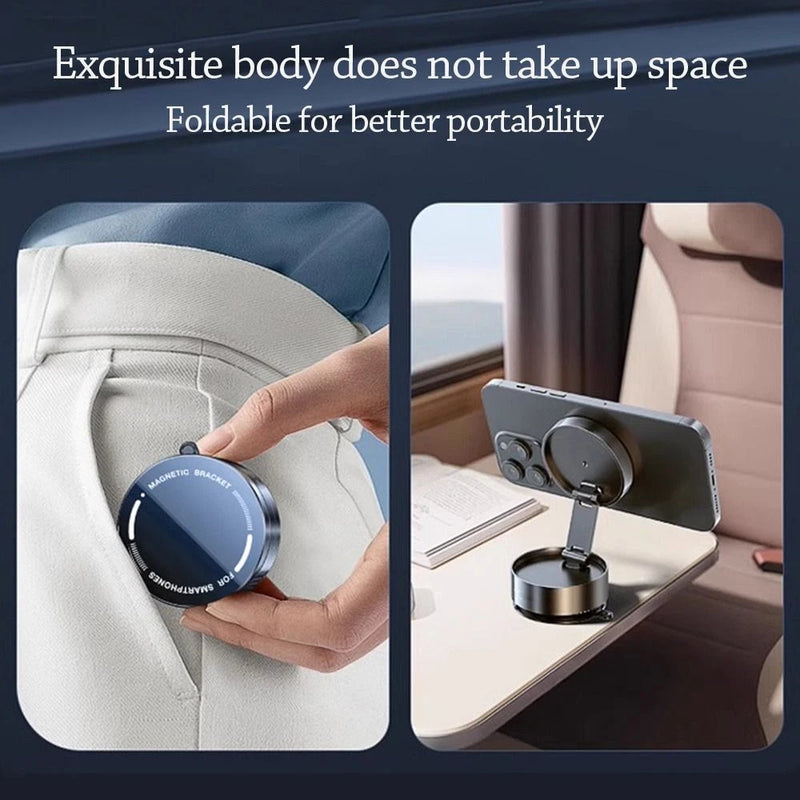Magnetic Phone Holder - 360° Rotatable Adjustable Car Suction Cup Mount in Black