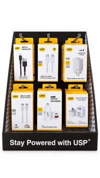 USP six-position countertop display stand - front view; display products not included