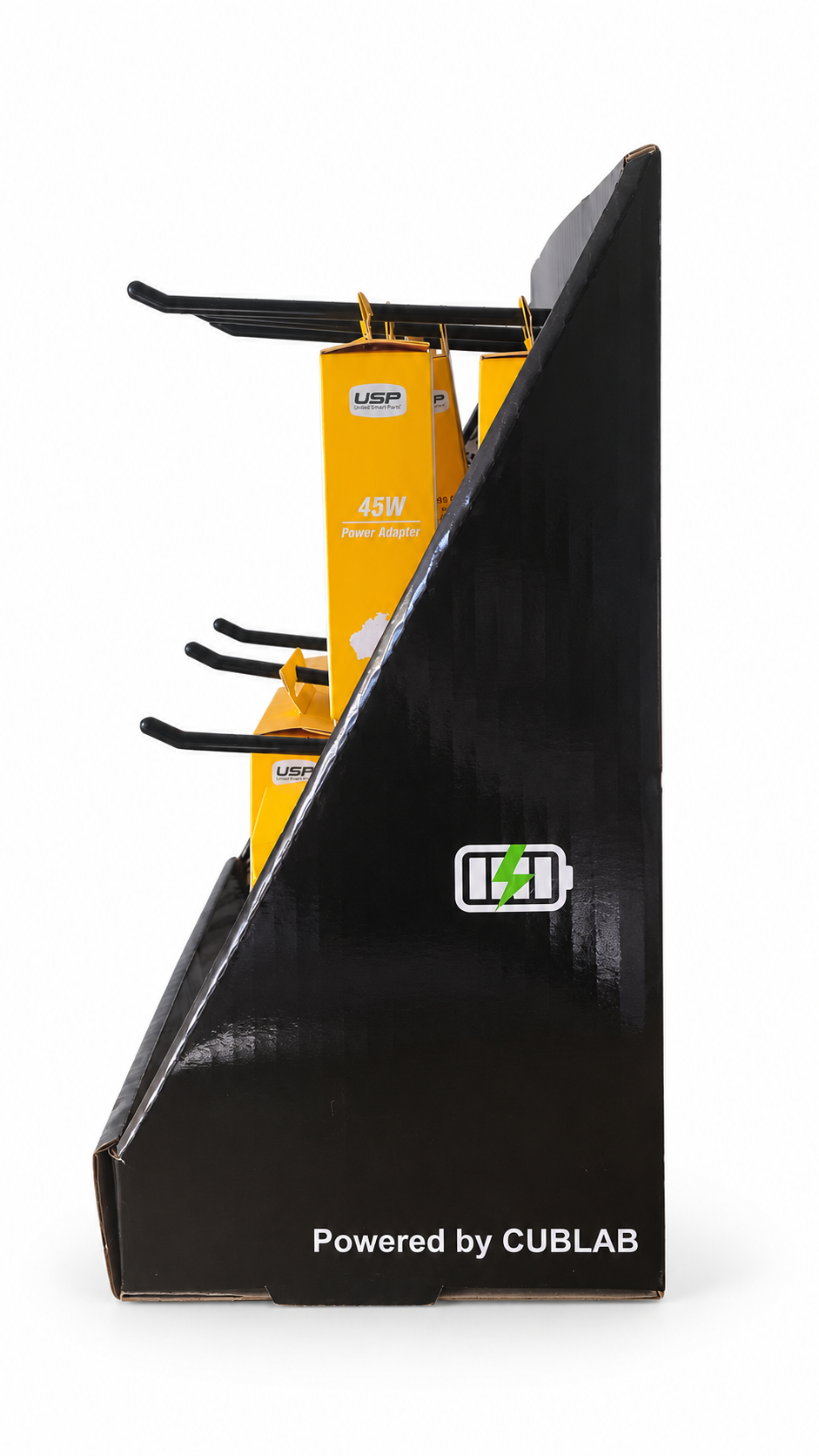 USP six-position countertop display stand - side view