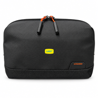 USP black electronics organizer travel bag with orange zipper cords