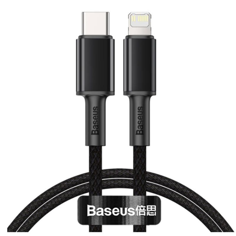 1M Lightning to USB-C Fast Charging Data Cable High Density Braided  PD 20W Black Baseus