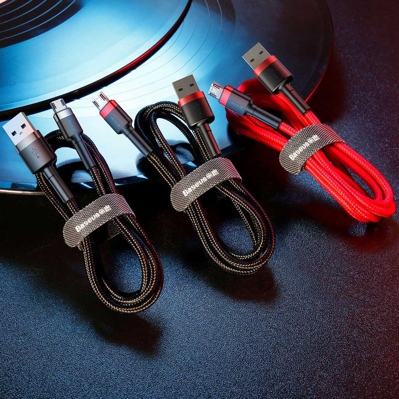 1M Micro to USB-A Cable cafule Cable USB For Micro 2.4A Red+Black Baseus