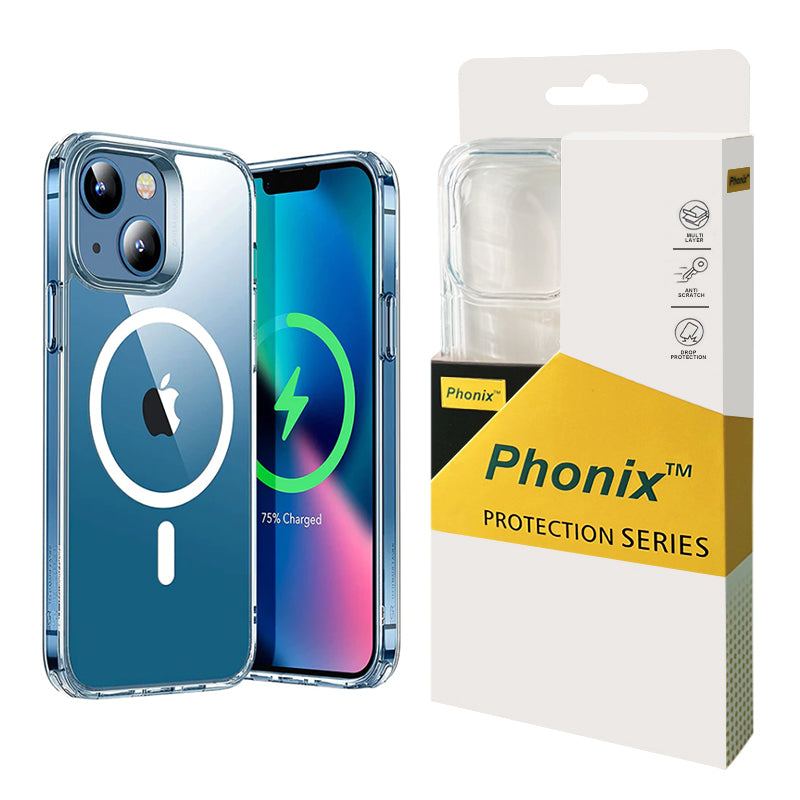 Phonix Case For iPhone 14/13 Clear Rock Shockproof Case with MagSafe