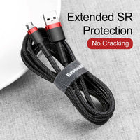 1M Micro to USB-A Cable cafule Cable USB For Micro 2.4A Grey+Black Baseus