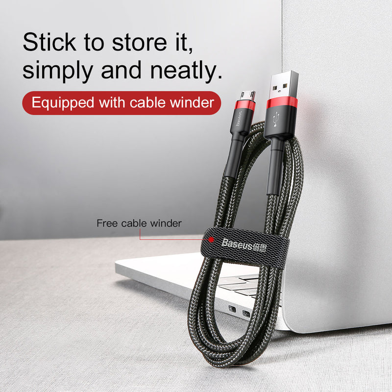 1M Micro to USB-A Cable cafule Cable USB For Micro 2.4A Grey+Black Baseus