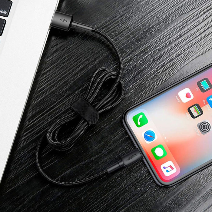 Phonix 1M Black Braided Lightning to USB-A Cable Charge & Connect