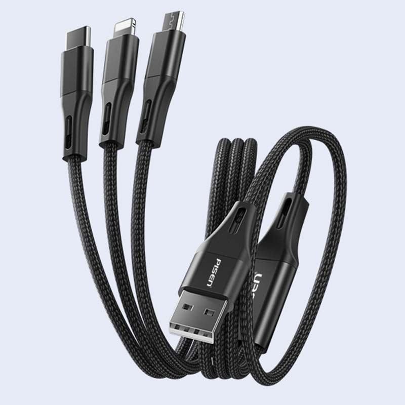 PISEN 3 in 1 60W 1.5M  Aluminum Alloy Braided Charging Cable(1500mm) AP04-1500