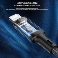 1m Lightning to 3.5mm Aluminum Alloy Braided AUX Audio Cable PISEN LH-YP03-1000