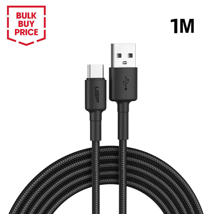 1M BoostUp Cafule USB-C to USB-A Cable Charge & Connect Black  USP 100 Pcs/Box