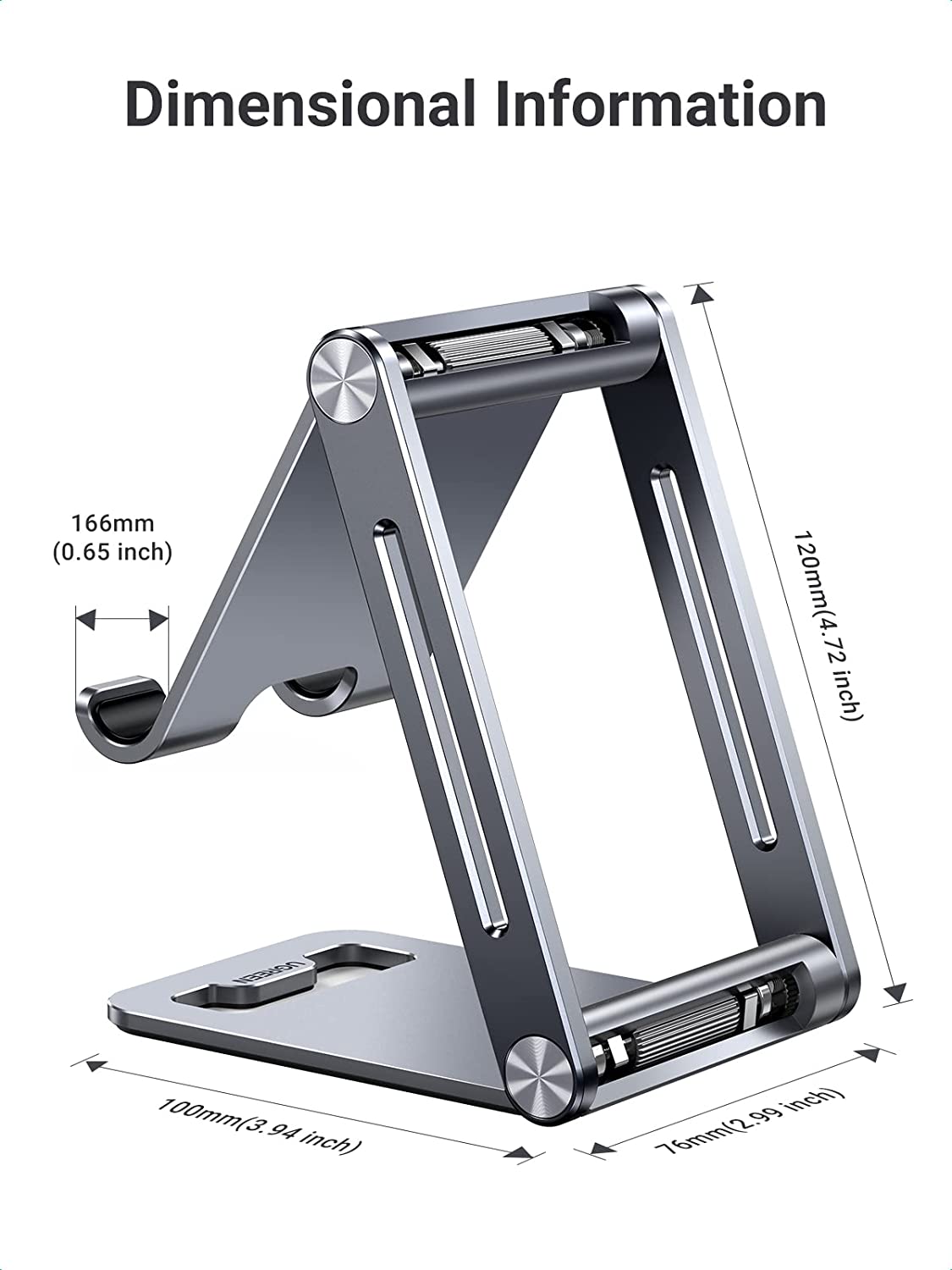 UGREEN Aluminum Adjustable Mobile Phone Tablet Universal Holder Stand for 4-8" inch