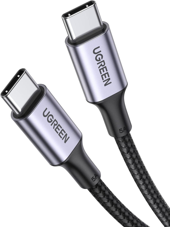 1M 100W USB-C To USB-C  5A Data Cable Aluminum Nylon Braid Grey+ Black Ugreen