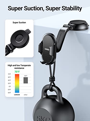 UGREEN Waterfall-Shaped Suction Cup Car Phone Mount Dashboard Holder Compatible with 4.7-7.2'' Phones