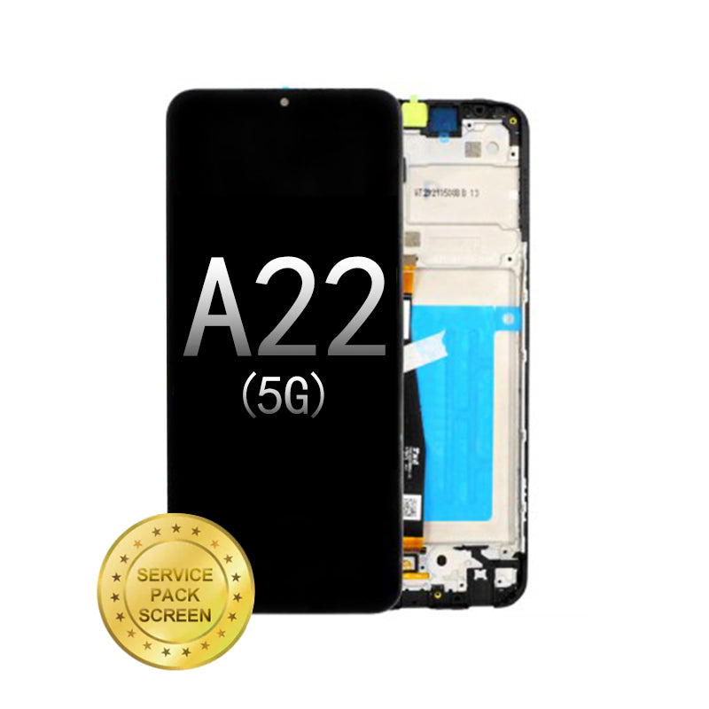 For Samsung  A22 5G (2021) LCD and Digitizer Assembly A226 Black (Service Pack)(With Frame)