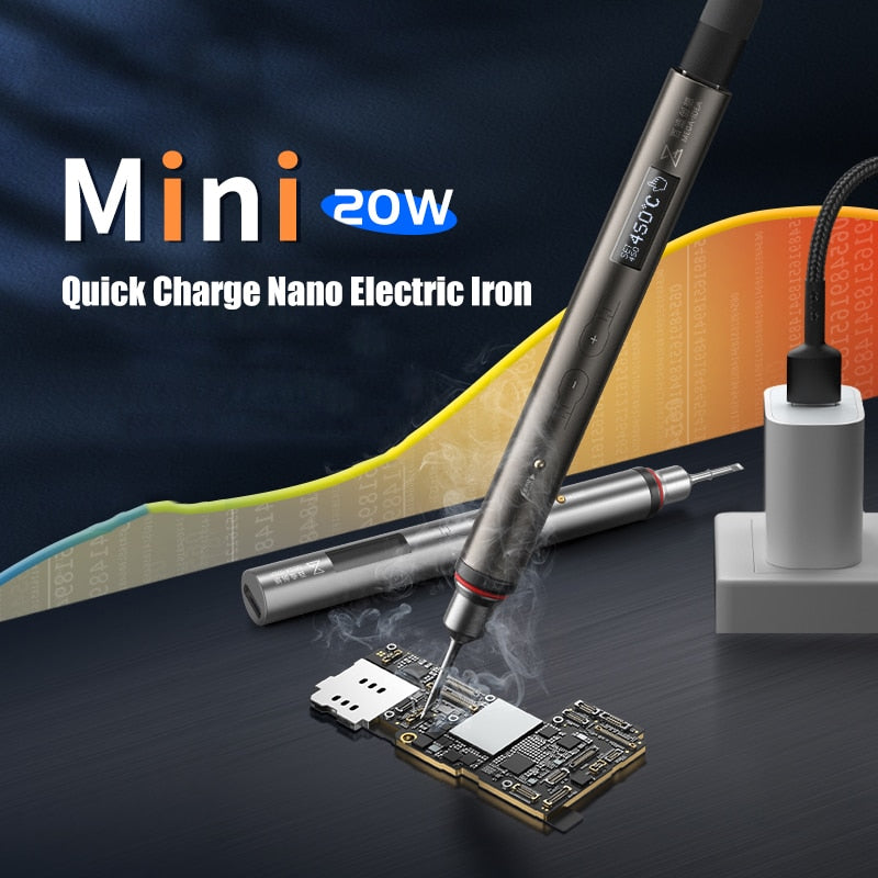 QIANLI Mini Fast Charging With 20W PD Quick Charging NANO Electric Soldering Iron Portable 115 Tip Soldering Iron Head Tool Set