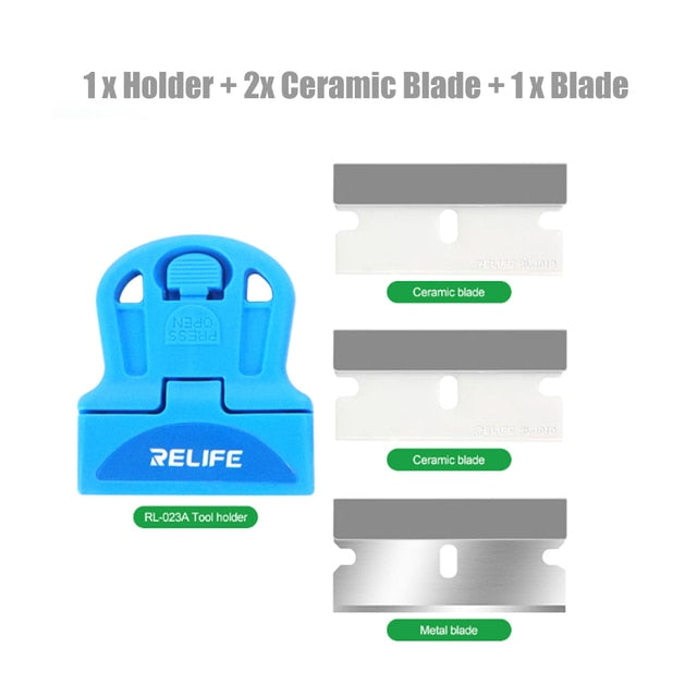 RELIFE RL-023A Ceramic Glue Removal Holder with Blade for Phone Screen Repair
