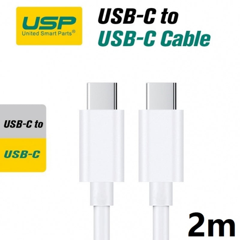 2M USB-C to USB-C 60W Mini White Cable  USP Compatible for iPhone 15 Series